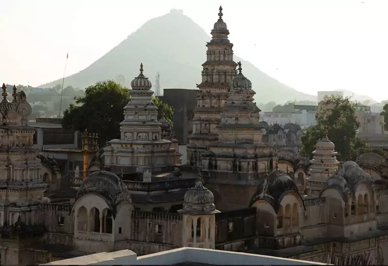 Panoramic mountain landscape and spiritual retreat sanctuary in Northern India (Image 252)