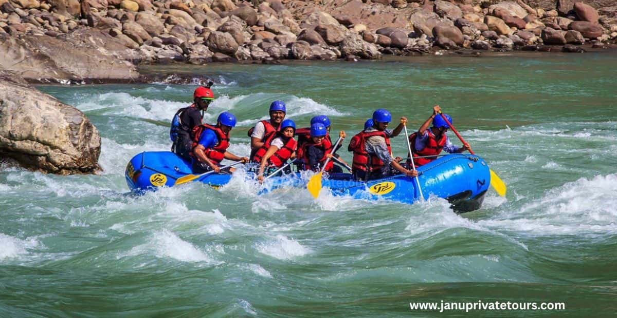 White water rafting adventure through thrilling rapids on the Ganges in Rishikesh